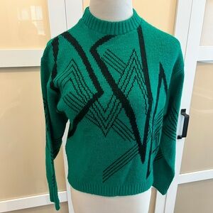 VTG Green and Black Geometric Women's Sweater By PANDORA